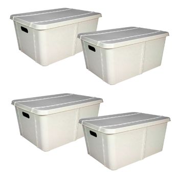 Pack 4 Life Story Caja Almacenaje  Con Tapa Small 15l Light Grey