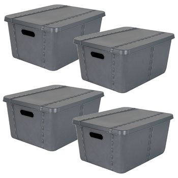 4x Life Story Caja Almacenaje  Con Tapa Medium 25l Gris Anthracite