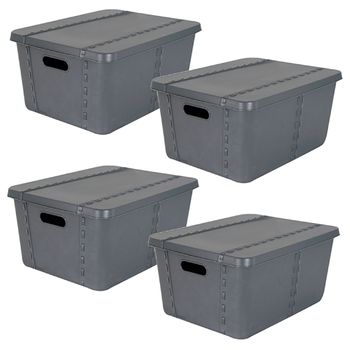 Pack 4 Life Story Caja Almacenaje  Con Tapa Small 15l Gris Anthracite