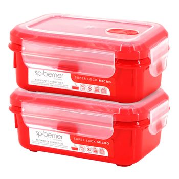 Herméticos Super Lock Micro 680 Ml Para Cocinar Y Transportar Alimentos.