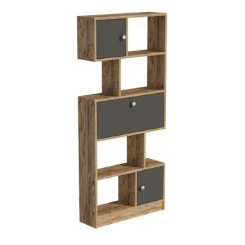 Librería Pino Atlántico- Antracita 168,3x75x22 Wellhome