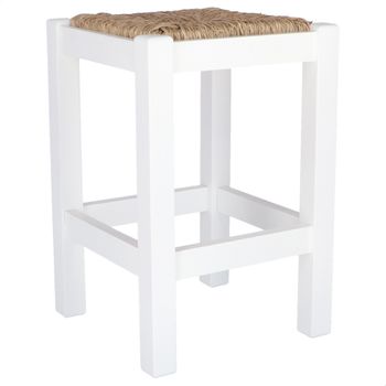 Banqueta Rústica Baja, Madera Blanco, 32,5x32,5x48,5 Wellhome