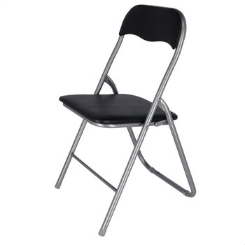 Silla Plegable Metálica Acolchada Negra 44,5x47,5x89 Wellhome