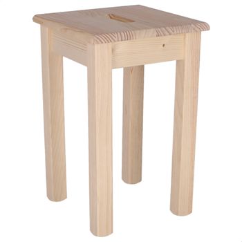 Banqueta Cuadrada Baja En Madera Sin Barniz, 32,5x32,5x45 Cm Wellhome