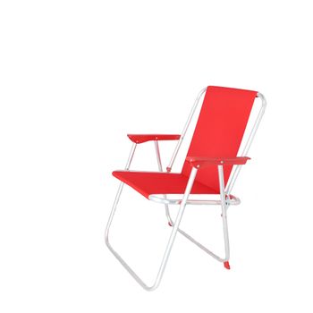 Silla Playa Metálica Plegable De Color Rojo, 44x44x74 Cm Wellhome