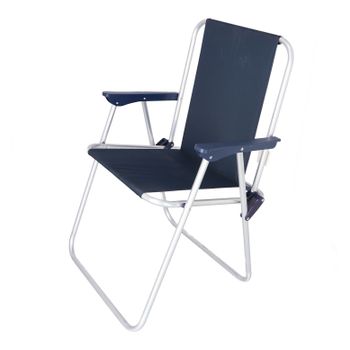 Silla Playa Metálica Plegable De Color Azul, 44x44x74 Cm Wellhome