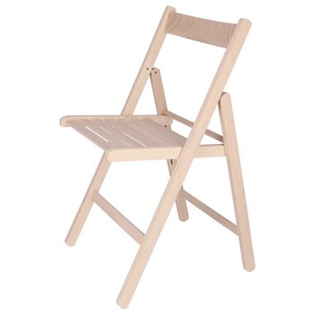 Silla Bas En Madera De Haya Sin Barniz, 43x47x79 Cm Wellhome