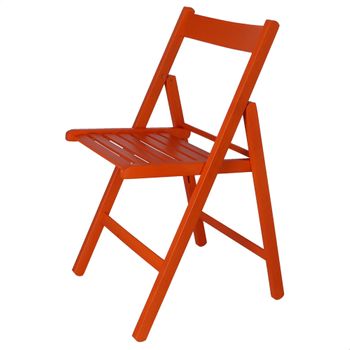 Silla Bas En Madera De Haya En Naranja, 43x47x79 Cm Wellhome