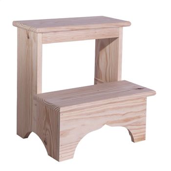 Taburete Escalon Madera, Acabado Sin Barniz, 40x30x40 Cm Wellhome