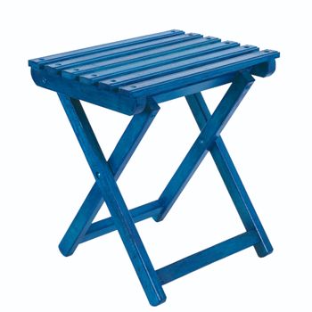 Taburete Pescador Plegable En Madera En Azul, 33x25x36 Cm Wellhome