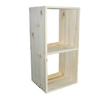 Cubo Almacenamiento 2 Compartimento Sin Barniz 36x30x70,5cm Wellhome