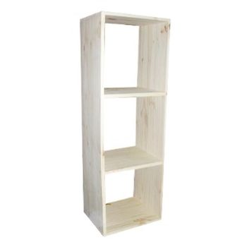 Cubo Almacenamiento 3 Compartimento Sin Barniz 36x30x104,9cm Wellhome