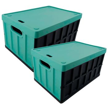 Set 2 Cajas  Multiusos 46l/62l Verde Y Negro