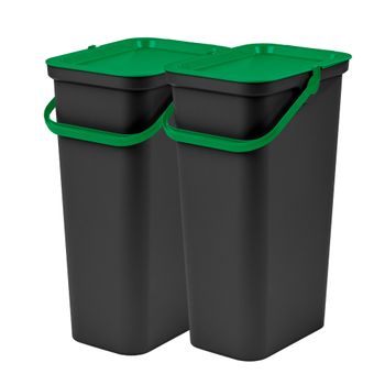 Cubo de basura ECO / papelera polivalente con tapa cerrable, Grande,  Plástico resistente (PP), 23 l, Mats, Verde