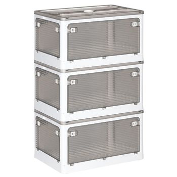 Set De 3 Cajas De Almacenamiento Plegable Gris 28l