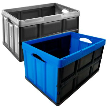 Set 2 Cajas Tontarelli Plegables 46l/62l Plata Y Negro, Azul Y Negro