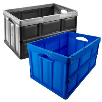 Set 2 Cajas Tontarelli Plegables 46l/62l Plata Y Negro, Azul Tontarelli