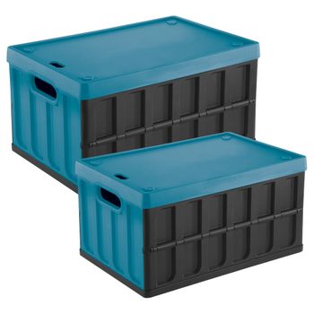 Set 2 Cajas Tontarelli Multiusos 46l/62l Azul Y Negro Tontarelli