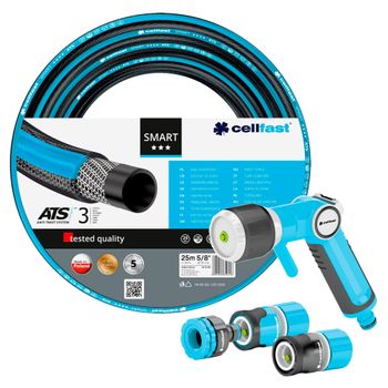 Manguera Smart Atsv 5/8" 25m + Rociador Multifuncional Cellfast