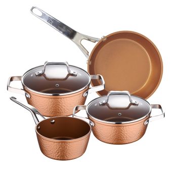 Set Cocina: Cazo 16cm, Cacerolas 20/24cm Y Tapa, Sartén 28cm, Aluminio Forjado, Inducción