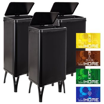 Wellhome 3 Cubo Basura Inteligente 50l C/u,alto 83,5(35,5x26)negro Etiqueta Magnética