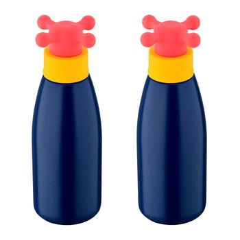 Set De 2 Botellas De Agua Rainbow De 500ml En Acero Inoxidable Color Azul