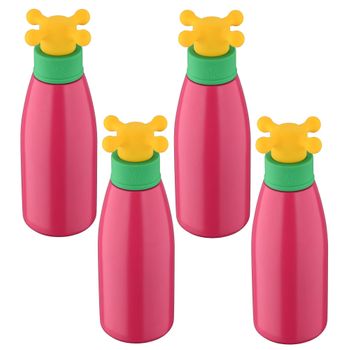 Set De 4 Botellas De Agua Rainbow De 500ml En Acero Inoxidable Color Rosa