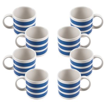 Set De 8 Tazas Rayas 36cl Cerámica Mediterranean Scalpers Home