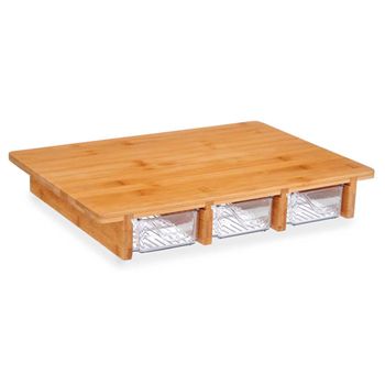 Tabla De Bambú Con 3 Compartimentos 40x28x6cm - Colección Kinvara