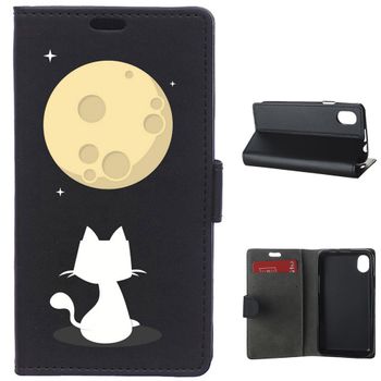 German Tech® - Funda Libro Gato Mirando La Luna Para Wiko Sunny Max