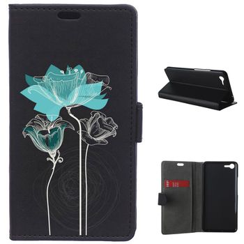 German Tech® - Funda Libro Acuarela Flores Turquesa Para Meizu E2