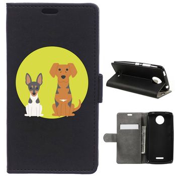 German Tech® - Funda Libro Dos Perros Con Fondo Azul Para Motorola Moto C