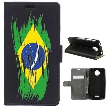 German Tech® - Funda Libro Bandera Pintada Brasil Para Motorola Moto C