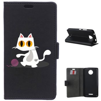 German Tech® - Funda Libro Gato Jugando Con Ovillo Para Motorola Moto C Plus