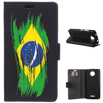 German Tech® - Funda Libro Bandera Pintada Brasil Para Motorola Moto C Plus