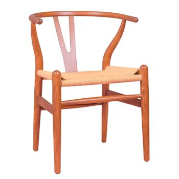 Silla Nórdica En Madera De Nogal Y Cuerda Ecológica 49x53x73cm - Nogal