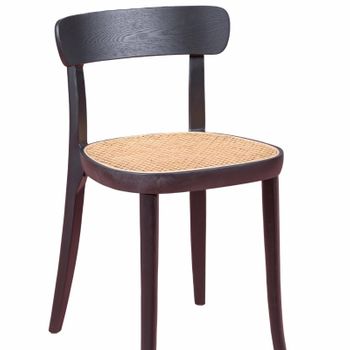 Silla De Diseño En Madera De Fresno Y Asiento De Ratán 44x45x75cm - Negro