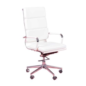 Silla de oficina respaldo alto acolchado blanco PONDECOR