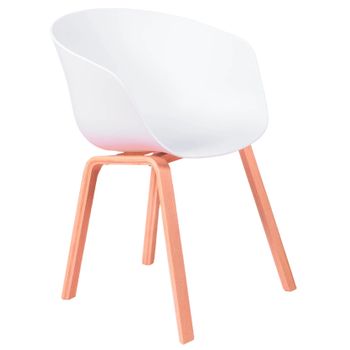 Silla Con Asiento De Plástico Y Patas De Madera De Haya 57x50x78cm - Blanco