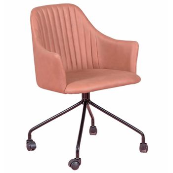 Silla De Oficina Tapizada En Tela Vintage 58x55x82cm - Naranja