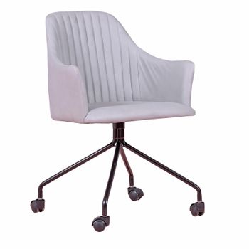 Silla De Oficina Tapizada En Tela Vintage 58x55x82cm - Gris Claro