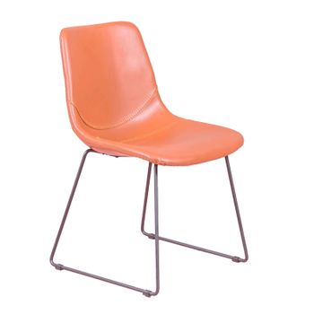 Silla Industrial Vintage Tapizada En Polipiel 49x52x82cm - Naranja