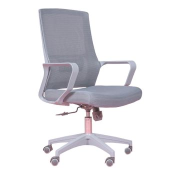 Vinsetto Silla de Oficina Ergonómica Silla Escritorio Giratoria y Ajustable  en Altura con Asiento Reposabrazos y Respaldo Acolchados 67x69x92-102 cm  Gris