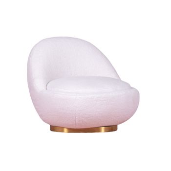 Sillón Giratorio De Diseño Tapizado Algodón 81x88x72cm - Blanco