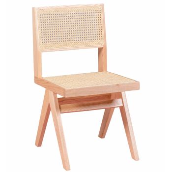 Silla Cásica En Rattan Natural Y Madera De Fresno 44x52x83cm - Fresno Natural