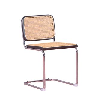 Silla Retro En Ratán Natural Y Acero Cromado 46x50x84cm - Negro