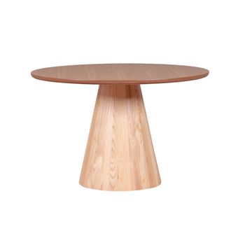 Mesa De Comedor Con Pie Central En Madera De Fresno  120x120x77cm - Fresno Natural