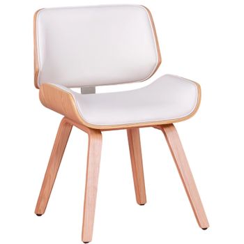 Silla En Madera Clara De Arce Con Cojín De Polipiel 54x51x79cm - Blanco