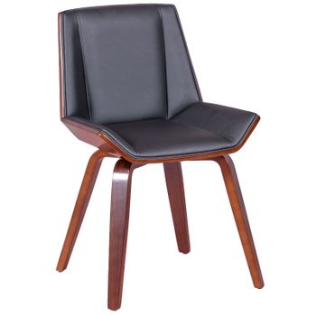 Silla De Madera Oscura De Nogal Con Cojín De Polipiel 50x48x80cm - Negro