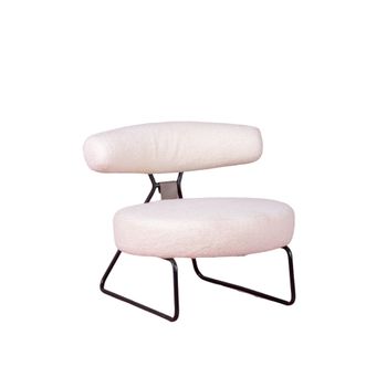 Sillón De Diseño Tapizado En Bouclé Y Patas De Acero 80x75x74cm - Blanco